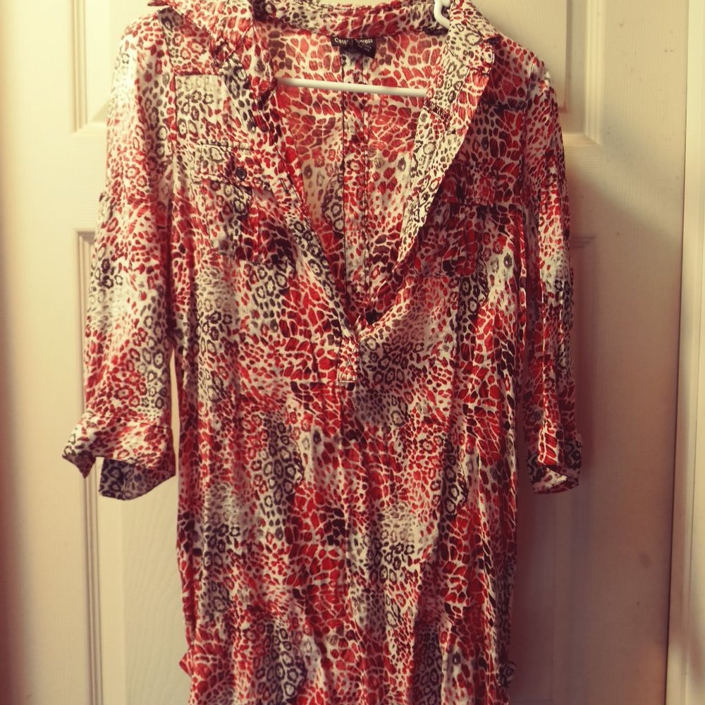 A silky feel Cotton Express causal top (long)small